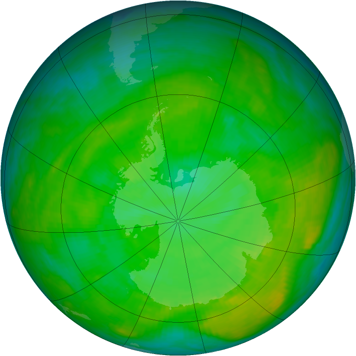 Antarctic ozone map for 17 December 1983